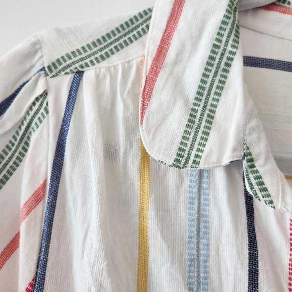 dRA Los Angeles Rainbow Striped Button Down Midi Dress 100% Cotton Size L - Picture 6 of 17